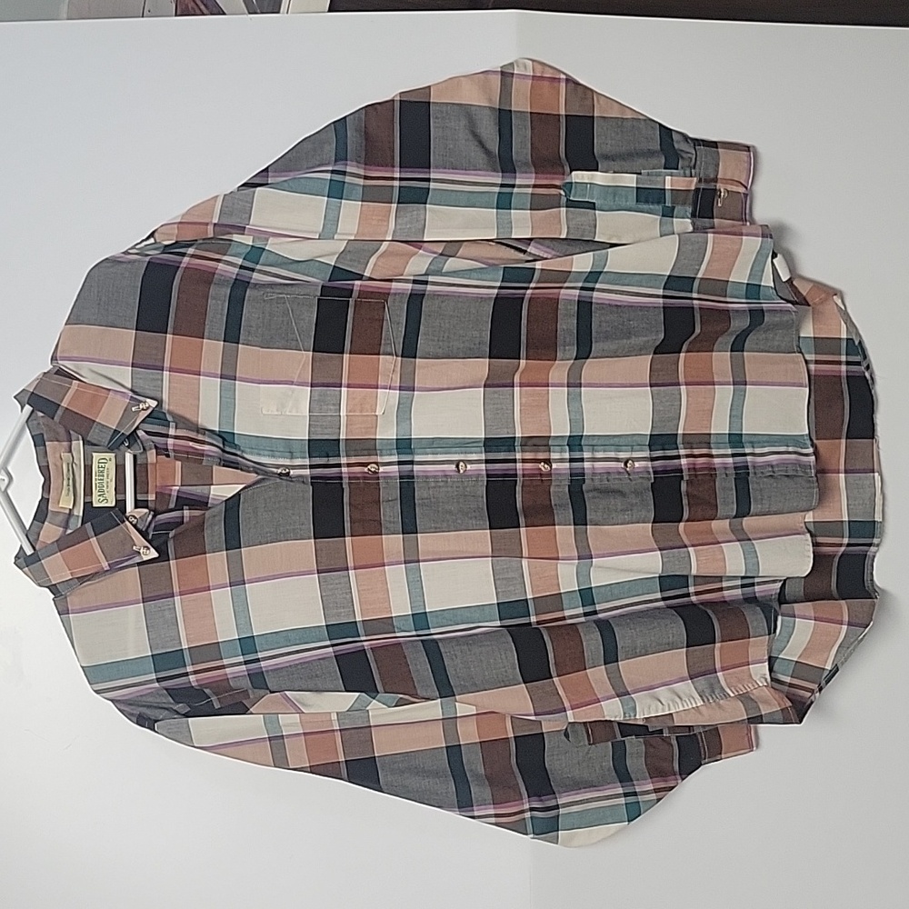 Men's Saddlebred XL Single Needle Tailoring Long Sleeve Plaid Shirt
